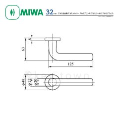 画像3: MIWA 【美和ロック】 ハンドル  [MIWA-32] 交換用 アルミ合金製 (3)