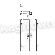 画像3: UNION【ユニオン】G1111-71-758-L600[ドアハンドル]押し棒 屋内用 ガラスドア L600/2000 1セット（内外） (3)