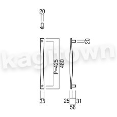 画像5: UNION【ユニオン】G1065-01-001[ドアハンドル]押し棒 1セット（内外）G1065-01シリーズ (5)