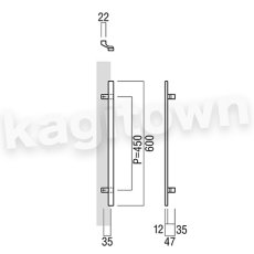 画像4: UNION【ユニオン】T1253-26-111-L600[ドアハンドル]押し棒（内外）T1253-26-113-L600/T1253-26-116-L600 (4)