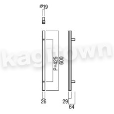 画像2: UNION【ユニオン】G1223-37-850 ドアハンドル]押し棒（内外） (2)