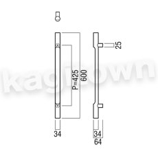 画像2: UNION【ユニオン】G1229-26-101 ドアハンドル]押し棒（内外） (2)