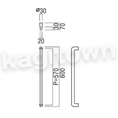 画像2: UNION【ユニオン】G1215-01-001-L600 ドアハンドル]押し棒（内外） (2)