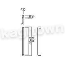 画像2: UNION【ユニオン】G1215-01-023-L600 ドアハンドル]押し棒（内外） (2)