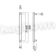 画像2: UNION【ユニオン】G1240-01-090-L600 ドアハンドル] 押し棒（内外） (2)