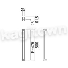 画像2: UNION【ユニオン】G1550-25-047-L500 ドアハンドル] 押し棒（内外） (2)