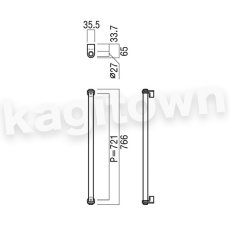 画像2: UNION【ユニオン】G2560-11-010-L765[ドアハンドル] 押し棒（内外） (2)