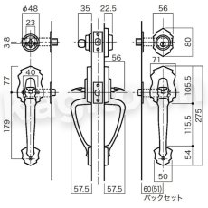 画像2: 【長沢製作所】装飾玄関錠[モナコ T-305]古代 (2)