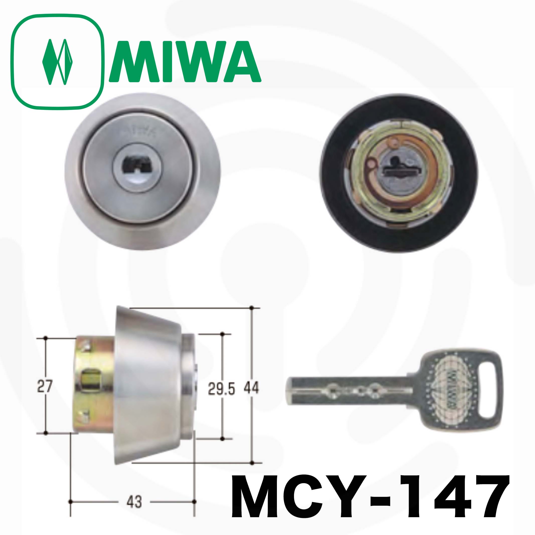 MCY-487 MIWA,美和ロック PRPG701-HS取替用シリンダー GL(ゴールド)色