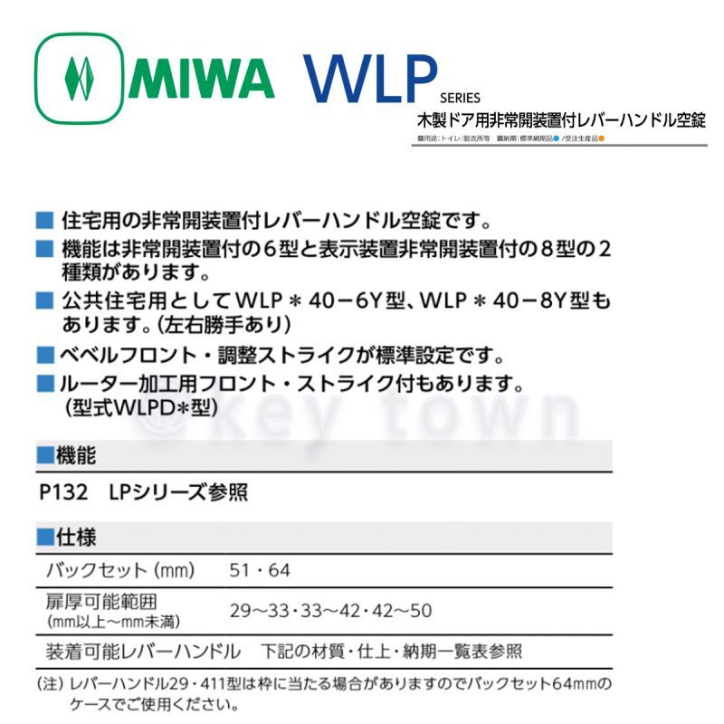 MIWA 【美和ロック】 レバーハンドル [MIWA-LOP] LP2040-8型｜鍵
