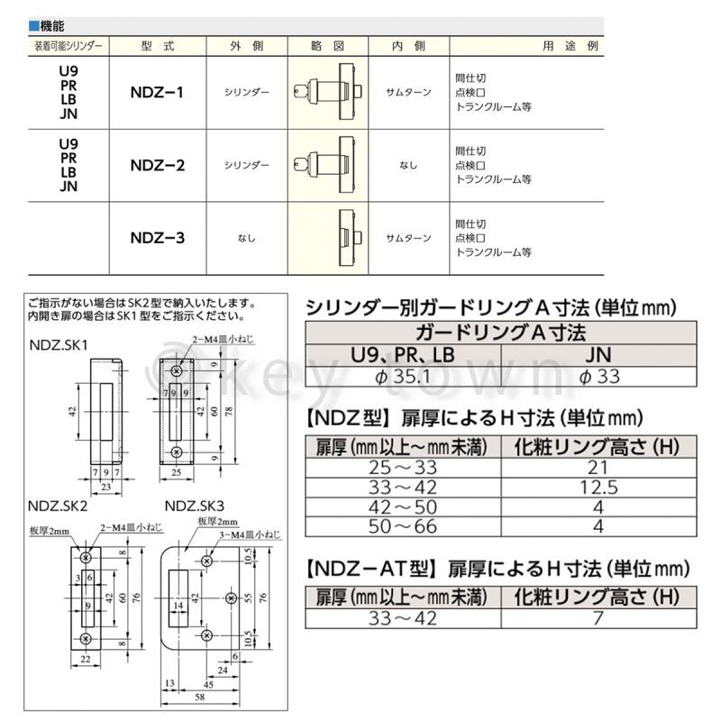 MIWA 【美和ロック】 面付本締錠 [MIWA-NDZ] U9NDZ-1型｜鍵 