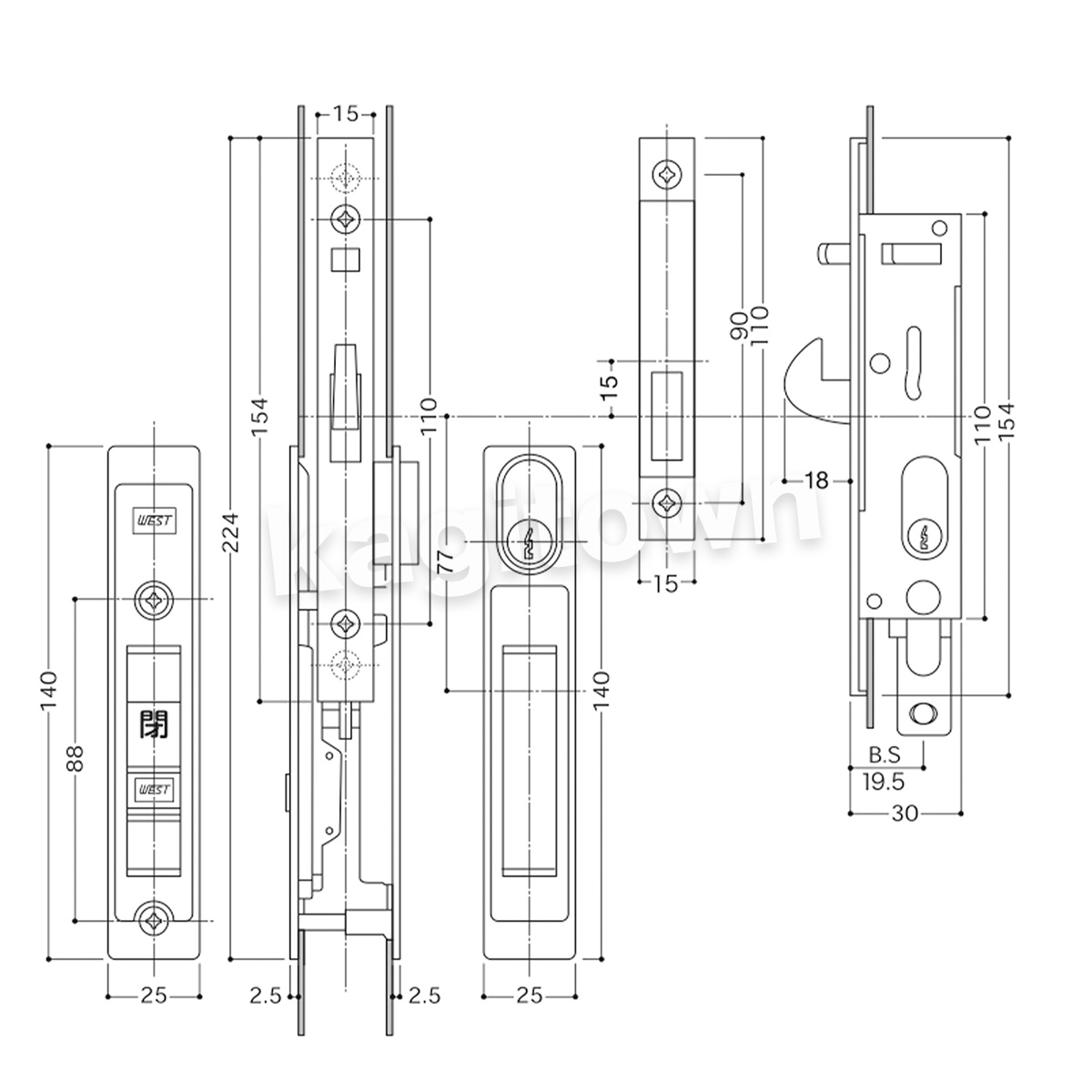 WEST 【ウエスト】引戸錠/戸先鎌錠[WEST-General Products 406 Flush Pull/Lock up]406 Flush  Pull/Lock up・シリンダーの格安ネット通販【鍵TOWN】