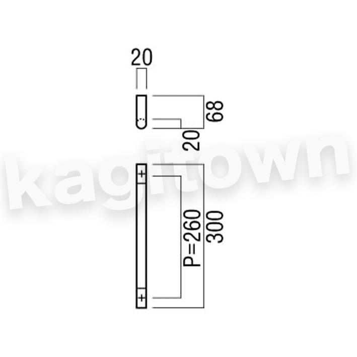 UNION【ユニオン】G2110-01-222-L300 ドアハンドル] 押し棒（内外）